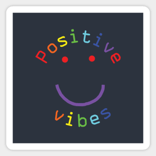 Positive Vibes Smiley Face Rainbow Colors Sticker